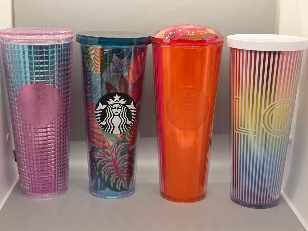 Set of 4 Collectible Starbucks 24 oz Venti Cold Cup Tumblers